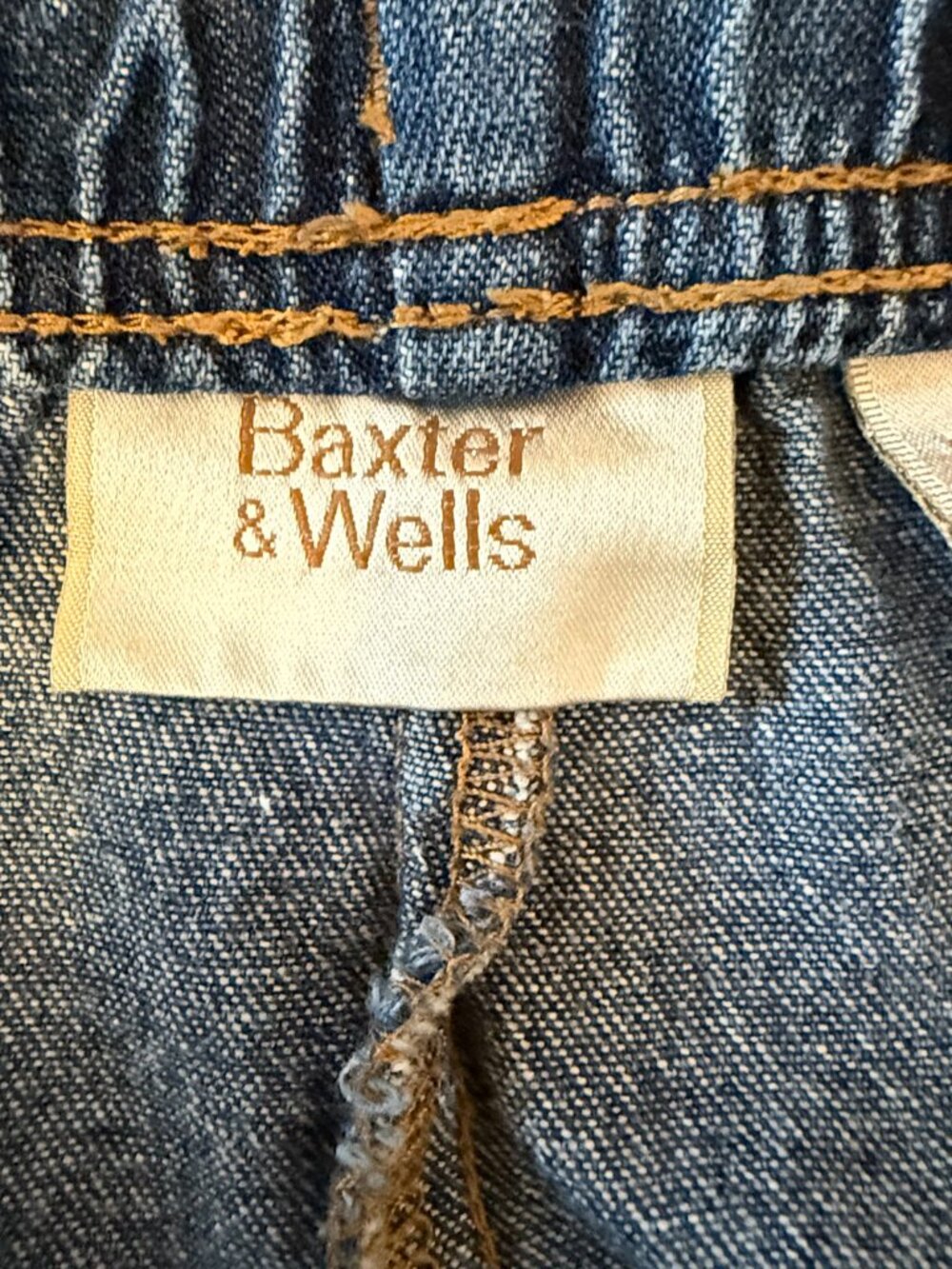 Vintage Cotton Blue Denim Elastic Drawstring Waist Capri Jean XL summer classic - Picture 7 of 10